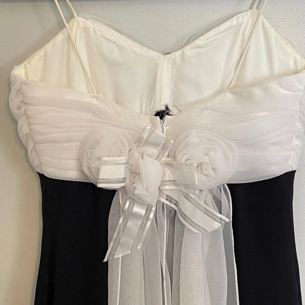 VTG 90s Scott McClintock Black White Formal Evening Gown Maxi Dress‎ Size 6 Prom - Picture 3 of 8